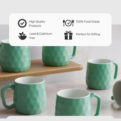 Minty Pebble Tea Cup Set Of 6 - The Earth Store - Tea Cups